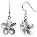 Sterling Silver Plumeria Hook Earrings with CZs, 14mm