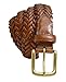 796-TAN/Toneka Men's Camel Tan Full Grain Braided Cowhide Leather Belt with Solid Brass Buckle