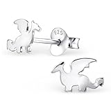 Cute Dragon Silver Small Earrings Girls Post Studs Stering Silver 925 (Sterling Silver)
