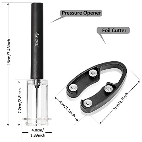 Bottle Pop Air Pressure Wine Opener-Amazing Cork Remover Tool-Corkscrew Pump Remover with Foil Cutter- Wine Bottle Opener-Great for Wine Lovers