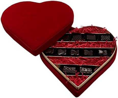Excellence Chocolats Valentines Red Velvet Heart Box With 12 Dark Chocolate Pralines