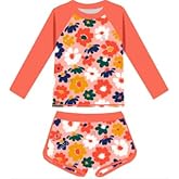 BAOHULU Girls Rash Guard Swimsuit 2 Pieces Long Sleeve Bathing Suit UPF 50+ Quick Dry Beach Swimwear Size 3-14 Years