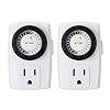 BN-LINK BND-60/U47 Indoor Mini 24-Hour Mechanical Outlet Timer, 3-Prong, 2-Pack