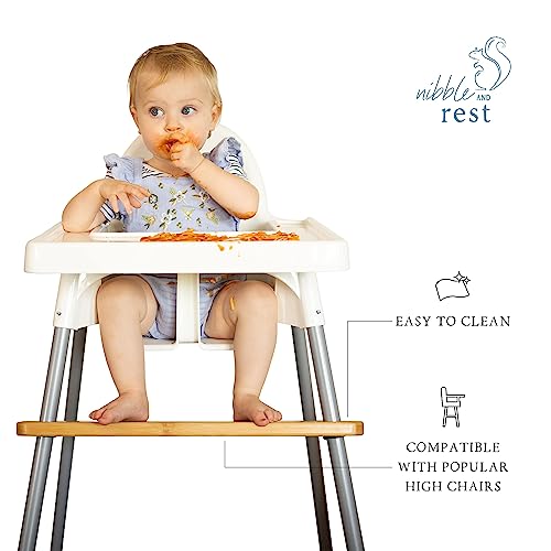 Nibble and Rest Woodsi Footsi Highchair Footrest for IKEA Antilop, Bamboo Wooden Footrest, Height Adjustable, High Chair Accessories,Suitable Footstool with Rounded Corners