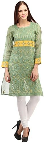 Indiankala4u Ladies Kurti Tops Hand Embroidered Chikankari Kurta for Women