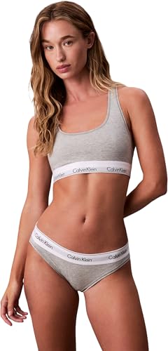 Donna Bralette Unlined con Fascia con Logo, Grigio (Grey Heather), XS