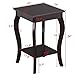 Topeakmart Wood Curved Legs Square Accent Side End Tables with Bottom Shelf Nightstands Bedroom Living Room Furniture, Espresso Finish
