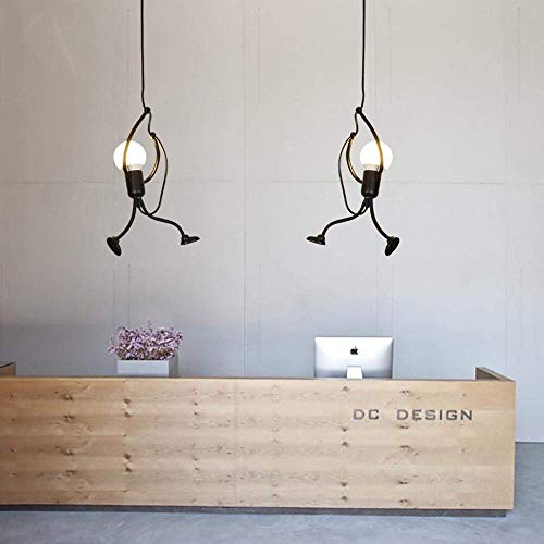 Industrial Metal Pendant Light, Creative Cartoon Ceiling Light Fixture, Indoor Hanging Lamp, Modern Minimalist Lamps for Bedrooms Loft Study Restaurant Entryway Foyer, E27, Bulb not Included - Thumbnail 6