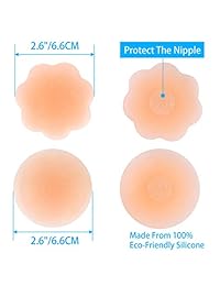 Nipple Covers 6 Pairs,Nipple Silicone Petals,Silicone Pasties For Women Reusable Breast Petals And Round Adhesive Invisible Cover (3 Pair Flower + 3 Pairs Round)