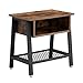 VASAGLE Industrial Nightstand, 2 Tier Side Table with Storage Rack, Wood Look Accent Furniture with Metal Frame, Easy Assembly