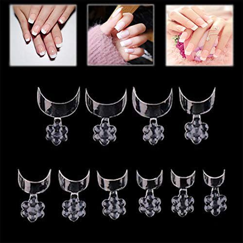 Mwoot 500 Pcs French Short False Nail Art Tips, Crescent Shape Acrylic Finger Sticker Extension Tool, 10 Sizes (Clear)