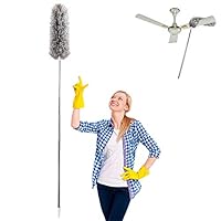 Microfiber Duster for Cleaning with Extension Pole Reaches 100 Inches,LECAMEBOR Flexible and Extendable Duster for Cleaning Ceiling Fan/Furniture/Keyboard/Cobweb-Upgraded