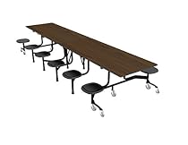 Palmer Hamilton 60T11293012-S12-KMWB Model 60T Mobile Folding Table with 12 Stools, Torsion Lift, Black Frame, 29'' Height, 30'' Width, 144'' Length, Montana Walnut, Black Trim