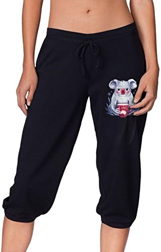 Cloud Up Cute Koala With Coffee Cup Print Pants For Women Tank Top With Capri Jogger Sweatpants