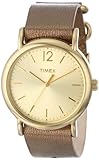 Timex Women's T2P3409J Weekender Metallic Bronze Slip-Thru Leather Strap Watch