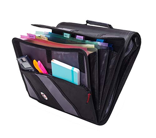 Med Manager XL by Case-It (Red), Insulated Medication Binder w/ Strap and Portable Pill/Medicine Organizer, Holds (25) 30/60/90-Day Pill Bottles, Pill Organizer, 6-Pocket Folder, (13" x 13" x 4.5")