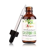 Castor Oil Organic Cold Pressed, Castor Oil Boost Growth for Eyelashes, Eyebrows, Hair Growth, Skin and Face 60ml by aignis
