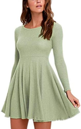 Fanfly Women's Long Sleeve Knit Tunic Dress Casual Swing Sweater T Shirt Dress for Party