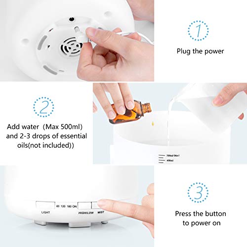 Homeweeks 500ml Essential Oil Diffuser, Quiet Aromatherapy Mist