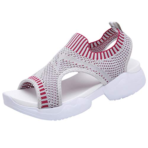 Londony Women's Athletic Walking Shoes Casual Mesh-Comfortable Work Sneakers Lightweight Mesh Slip on Sneakers Gray - Thumbnail 6