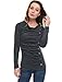 Allegra K Women's Cowl Neck Long Sleeves Buttons Decor Ruched Top X-Large Dark Gray
