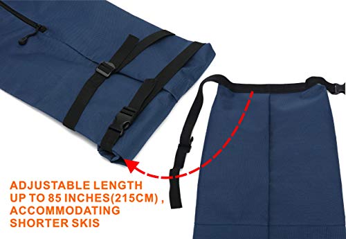 TurnWay Ski/Snowboard Bag | Store & Transport Skis Up to 215 cm, Poles & Extras | Waterproof - for Men, Women and Youth (Blue) - Thumbnail 3