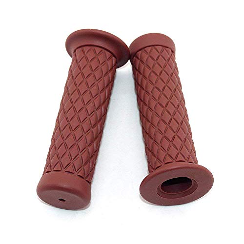 Non Slip Rubber Bar End Thruster Grip Pair/2PCS 7/8" 22mm Motorcycle Comfort Hand Handlebar Grip Thruster Grip for Honda Triumph Yamaha Kawasaki CG125 CB400 (Brown)