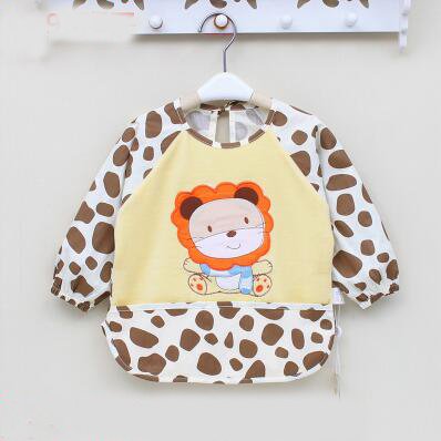 1 Pcs,Waterproof baby gowns for children to paint clothes,baby feeding Eating playing aprons Artists Classroom painting Aprons smock,calligraphy,play an essential effect brown for 1-2 years old baby