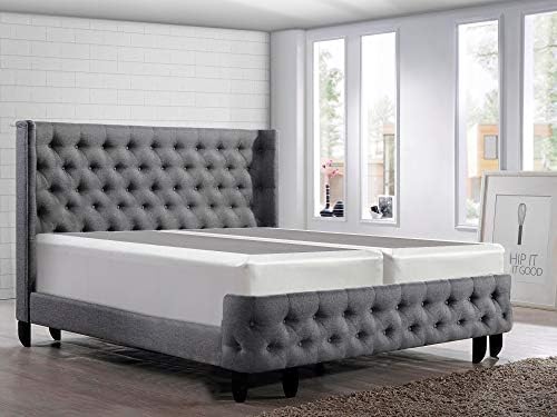 8-Inch Sturdy Box Spring for Mattress Support-Durable and Fully Assembled, Natural Wood Foundation for Queen, Black