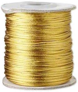 ANTIQUE GOLD 1mm Bugtail Satin Cord Shamballa Macrame Beading Nylon Kumihimo String (210ft Spool)