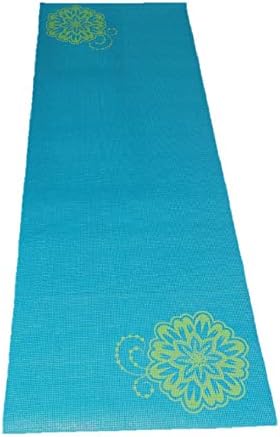 Yoga Mat Blue 5 mm Exercise & Gym Mat with Printed Flowers (68 Inch x 24 Inch)
