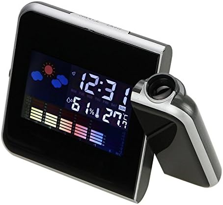Sealive Multi-function Digital Weather Projection Wake-up Alarm Clock, LED Backlight, Temperature &amp; Humidity &amp; Calendar Display(black)