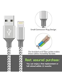 iPhone Charger, Zdai MFi Certified Lightning Cable 3 Pack 10FT Extra Long Nylon Braided USB Charging Syncing Cord Compatible iPhone Xs Max XR X 8 8Plus 7 7Plus 6S 6S Plus SE iPad-Grey White