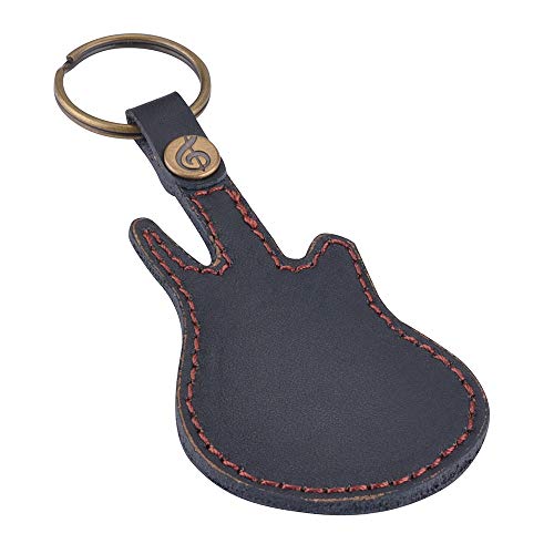 New Guitar Pick Holder, PUNK Pick Holder Case Leather Key Chain, 5 Picks/Bag (Black-upgrade)