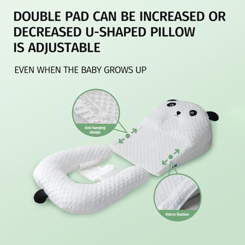 Nursing Pillow for Baby Feeding & Sleep - Soft Comfort Design with Removable Washable Cover, Gentle Incline to Ease Discomfort, Cozy Lounger for Infants, Newborn Essentials Gift Set (White)