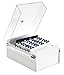 Acrimet 4 x 6 Card File Holder Organizer Box Metal Base Heavy Duty (AZ Index Cards and Divider Included) (White Color with Clear Crystal Plastic Lid Cover)