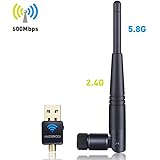 ANEWKODI Wifi Adapter Dongle AC 600Mbps Wifi USB Adapter Dual Band 5Ghz / 2.4Ghz with High Gain Antenna Wireless Network Adapter for PC laptop Desktop Support Windows 10/8/7/XP Mac OS X