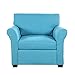 Divano Roma Furniture Classic and Traditional Linen Fabric Accent Chair-Living Room Armchair (Blue)