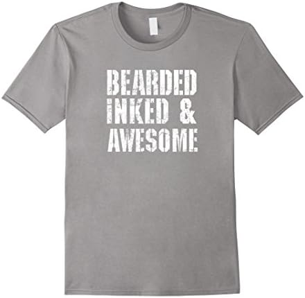 Men's Bearded Inked &amp; Awesome Shirt Medium Slate