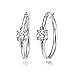 Sterling Silver Genuine, Created, or Simulated Gemstone Solitaire 25mm Hoop Earrings
