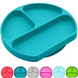 Silikong Suction Plate for Toddlers | BPA Free | Microwave, Dishwasher and Oven Safe | Fits Most Highchair Trays | Stay Put Divided Baby Feeding Bowls and Dishes for Kids and Infants