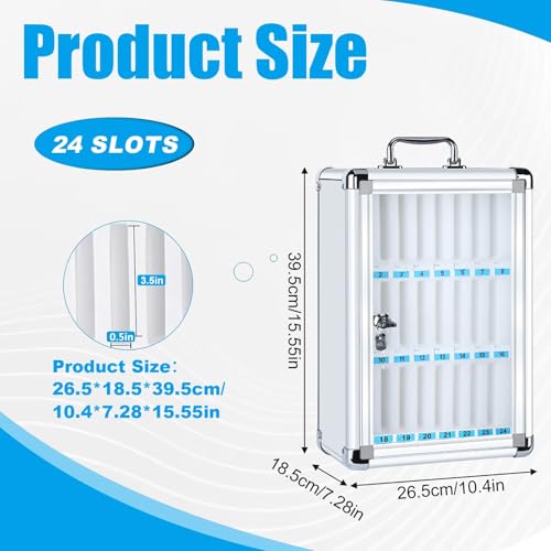 Kensbro Mobile Phone Storage Locker, 24 Compartments, Aluminium, Transparent, Wall Mounted, Portable Storage Locker, Ideal for Classroom, Office, Examination