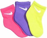 Nike Kids Girls 3 Pack Neon Quarter Cut Socks