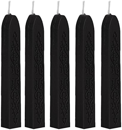 Seal Wax 5 Pcs RALMALL Totem Fire Manuscript Sealing Seal Wax Sticks with Wicks Cord Wick Sealing Wax For Postage Letter Retro Vintage Wax Seal Stamp (Black)