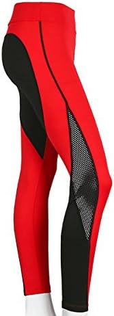 DALLNS Fitness Yoga Pants Sport Running Leggings Breathable Patchwork Cute Heart Mesh Women Fitness Slim Leggings ((Size 8-10) Large, Black-red)