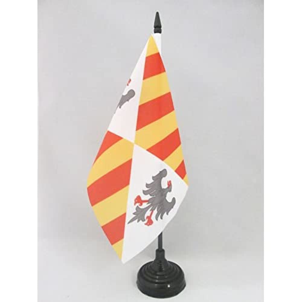 AZ FLAG Norman Kingdom of Sicily 1130-1815 Table Flag 5'' x 8'' - Regno di Sicilia Office Decoration 100% Polyester 21 x 14 cm - Mini Desk Flag with Pole and Black Plastic Base