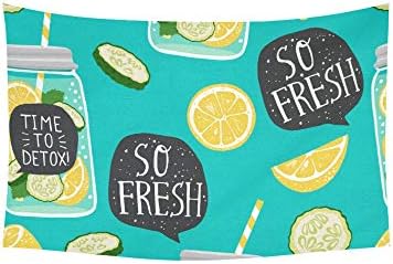 WJJSXKA Tapestry Lemon Sour and Sweet Fruit Fresh Summer Bright Design Yellow Tapestries Wall Hanging Flower Psychedelic Tapestry Wall Hanging Indian Dorm Decor for Living Room Bedroom 60 X 40 Inch