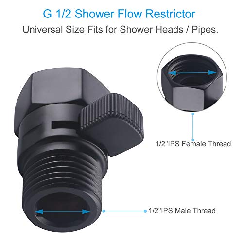 Shower Head Shut Off Valve, APLusee Brass Water Flow Restrictor, Handheld Shower Regulator with On Off Switch, Matte Black - Thumbnail 3