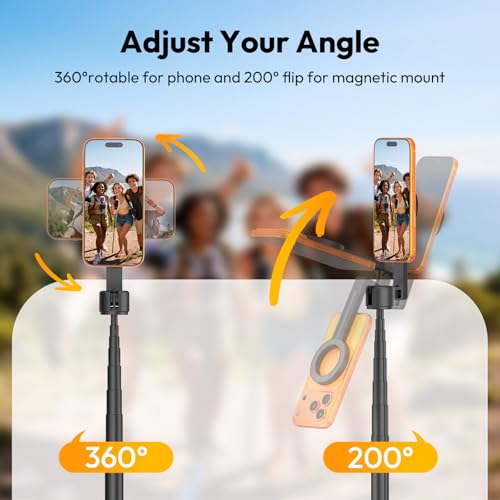 ULANZI SK26 Magnetic Phone Tripod, 44.5'' Selfie Stick for Magsafe w Remote, Portable Tripod for iPhone 17 Pro Extendable Cell Phone Stand Lightweight for Vlog Travel Recording Streaming Selfies