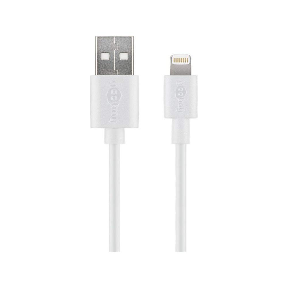Goobay 43614 USB Charging and Sync Cable, White, 0.5m Cable Length